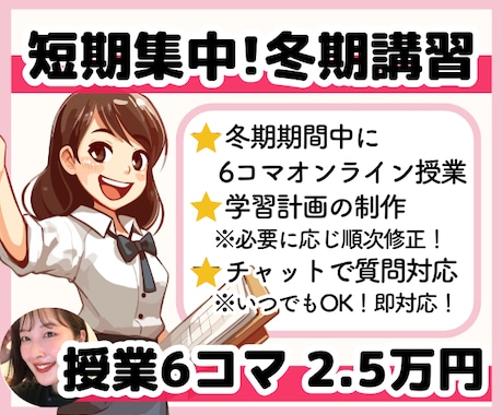 高校生の冬期講習！プロ講師が楽しく勉強を教えます オンライン授業6コマ＋学習計画の作成＋チャットで質問対応◎ イメージ1