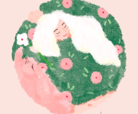 ふんわり抽象的なかわいいイラストを描きます SNS／ブログ／プロフィール用似顔絵アイコンイラスト イメージ2