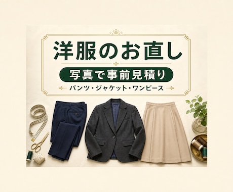 パンツ・スーツ・洋服のお直しを承ります 写真で事前見積り｜料金と納期を作業前にご案内 イメージ1