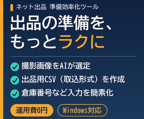 出品用の画像整理と取込CSV作成を支援します イメージ1