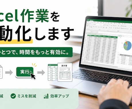 Excel作業をマクロ・VBAで自動化します 繰り返しの転記・集計・帳票作成をボタン一つで自動化 イメージ1