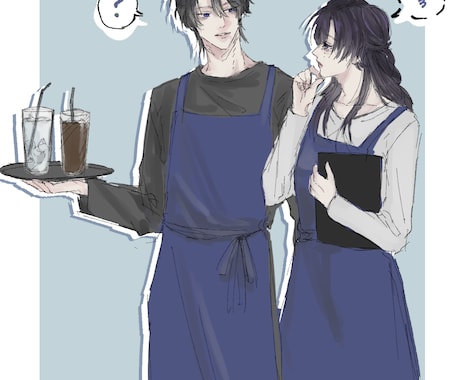 落描きカップルイラスト描きます ラフ提出修正ナシでお届け！美しいあなたのCPお描きします！ イメージ2