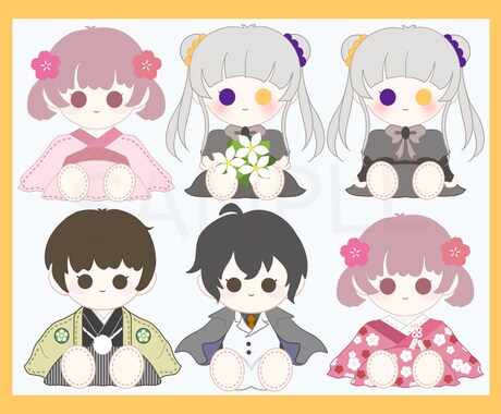 コテっと動く！お座りぬいぐるみイラストお描きします 2名お値引！ 動画サムネ、Vtuber、アイコン、MVなど！ イメージ2