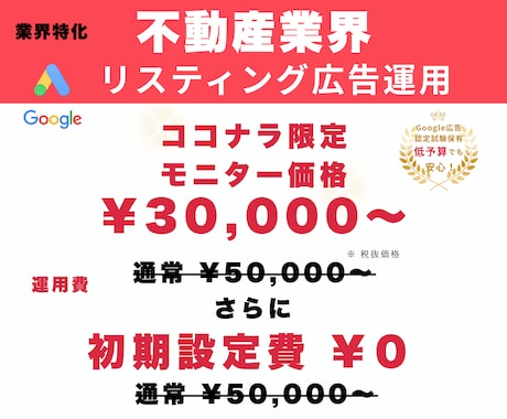 不動産特化のGoogleリスティング広告運用します 元不動産経験者が低予算でも相談につながる検索広告を丁寧に運用 イメージ1