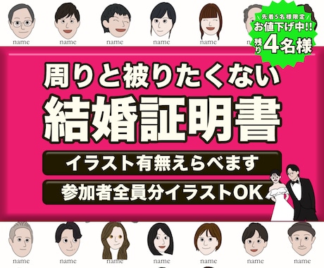 周りと被りたくない！似顔絵付き結婚証明書を作ります 「ふたりらしさ」がしっかり伝わる“結婚証明書” イメージ1