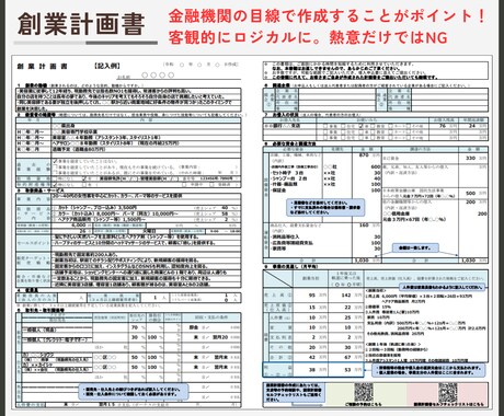 公庫融資の創業計画書と追加書類で成功率上げます 経営や面談に役立つオリジナル計画。大手コンサル/認定支援機関 イメージ2