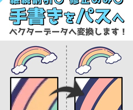 手書きデザインをパス化します 印刷用フルカラー対応！ベクターデータで劣化を防ぎます イメージ1
