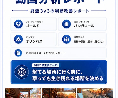 Apex動画をAIで3ファイト分析します あなた用の上達ポイントをPDFでまとめます イメージ2