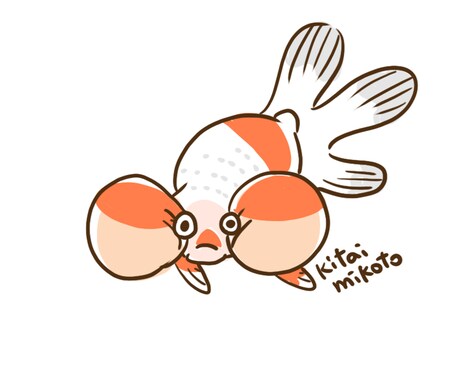 あなたのペット金魚ちゃんのイラスト描きます あなたの金魚ちゃんを可愛いキャラクターにします イメージ2