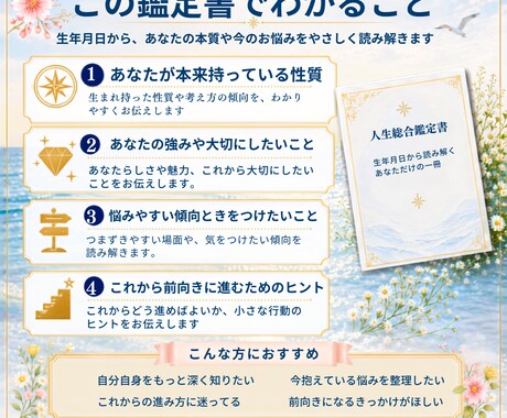 人生と運気の流れを生年月日から読み解きます 未来を前向きに歩くためのヒントをお届けします イメージ2