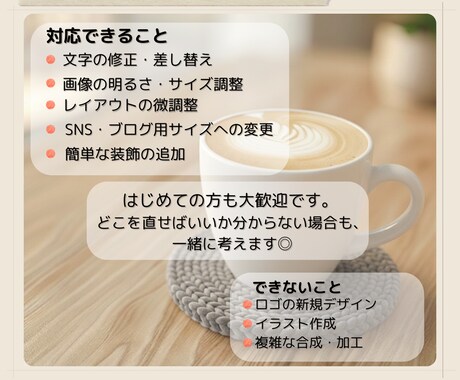 Canvaで画像・文字修正します ちょっと直したいを丁寧に対応、軽微な修正・差し替え歓迎です。 イメージ2
