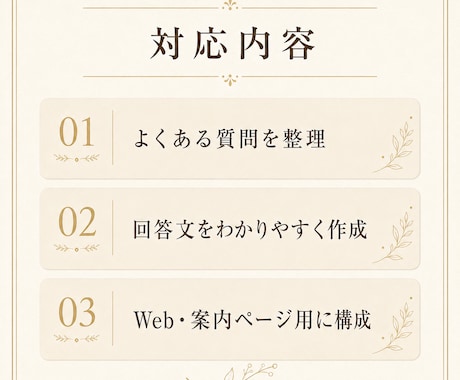 FAQ・よくある質問を10件作成します よくある質問と回答を分かりやすく整理します イメージ2
