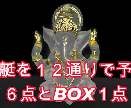 競艇の前日予想をします 1競艇場 合計12点 6点とBOX 中穴、万舟狙い イメージ1