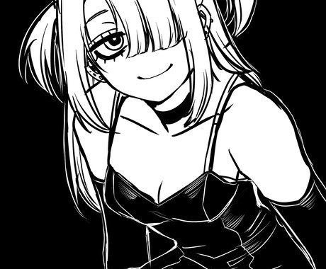 2000円で白黒イラスト描きます 安価でイラスト作成します！モノクロオリキャライラスト！ イメージ2