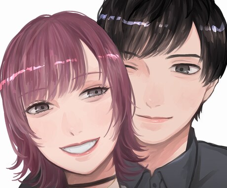カップルおふたりのアイコンを厚塗りで制作します あなたと好きな人の似顔絵、任せてください！ イメージ1