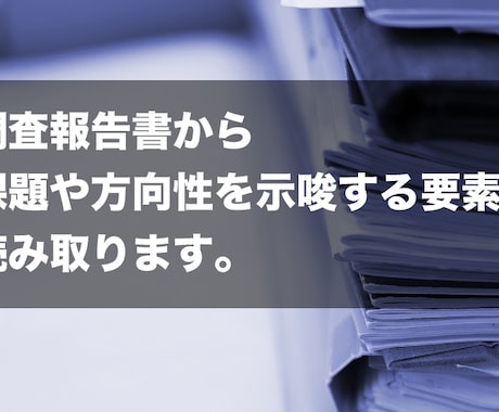 マーケティングリサーチ結果の読み取りをします 報告書に所感や方向性のリポートが必要な方へ。 イメージ1