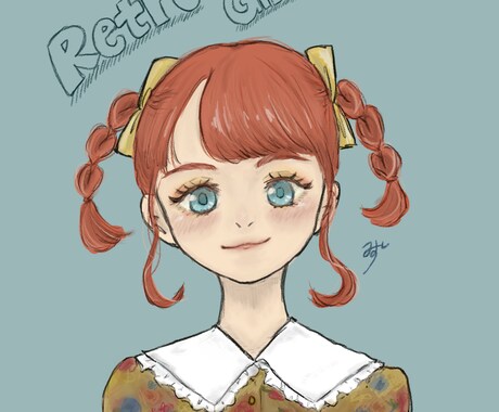 レトロかわいい女の子を描きます 温かみのあるレトロ，クラシックな女の子はいかがですか？ イメージ1
