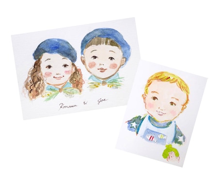 おしゃれな水彩の似顔絵 描きます 透明水彩絵の具で描く柔らかく温かい雰囲気の似顔絵です イメージ2