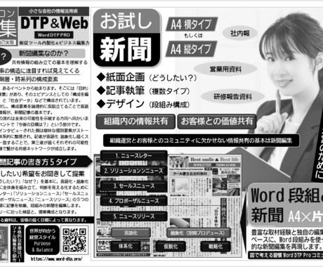 A4片面段組み新聞 企画執筆段組み新聞編集します 丸投げWordで段組み新聞編集～商品PRやニュースレターに イメージ2