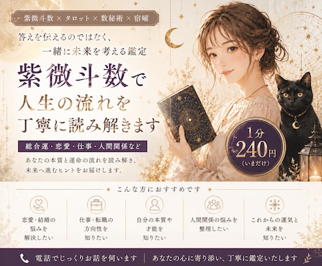 紫微斗数で総合運と未来を読み解きます 悩みを整理し現実を動かすヒントをお届けします イメージ1