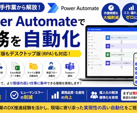 Power Automateで業務を自動化します クラウド版・デスクトップ版どちらも対応 イメージ1