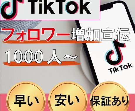 tiktokフォロワーを格安で増加いたします tiktokフォロワー増加1000人から5万人 イメージ1