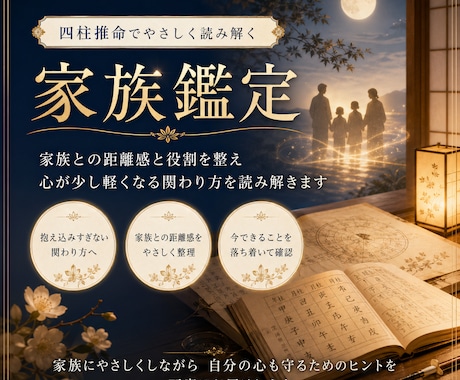 家族との関係を四柱推命で丁寧に読み解きます 距離感 役割 関わり方をやさしく整える視点をお届けします イメージ1