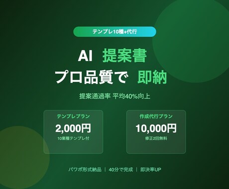 AI提案書テンプレ10種+作成代行をご提供します 40分で完成｜即決率UP｜パワポ形式納品 イメージ1