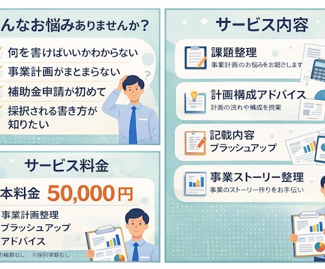小規模持続化補助金の申請相談に乗ります 補助金申請の進め方や事業計画の方向性を整理します イメージ2