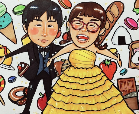 手描きの似顔絵を作成します 思い出やプレゼントに温かい似顔絵を。 イメージ2
