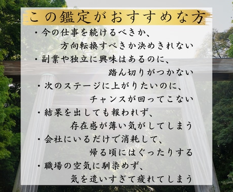仕事運鑑定｜龍との霊的対話であなたの仕事運を視ます 仕事運上昇が、人生好転の始まりに。仕事全般の悩みを解決します イメージ2