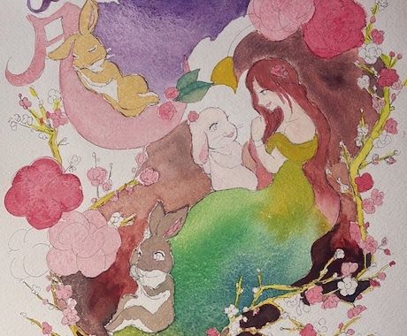 水彩画イラスト描きます 不思議で妖艶な雰囲気のイラスト描きます イメージ2