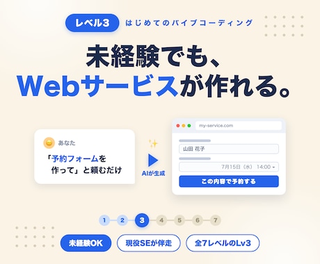 バイブコーディングでWebサービス作ります ChatGPT/Claude・未経験OK・全7レベルのLv3 イメージ1