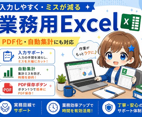 入力しやすく・ミスが減る業務用Excelを作ります 「毎回同じ作業」Excelで効率化・ミス削減します イメージ1