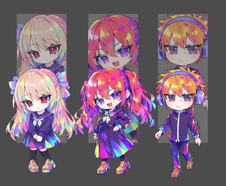 立ち絵をチビキャラ化します ネオン調の高彩度塗りで個性的に仕上げます！ イメージ2