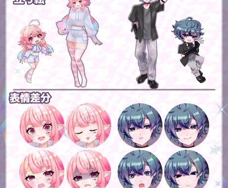 IRIAM・TRPGで使用できる立ち絵を作成します サブカル・可愛い・配信映えする立ち絵を制作します イメージ2