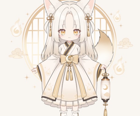 ゆめかわSDキャラ販売します 白狐モチーフの和風ファンタジーな女の子です。 イメージ1