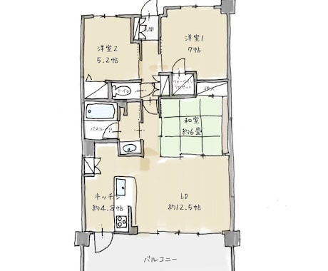 可愛い手書きの間取図を描きます プレゼン提案時に役立つ可愛い手書きの間取り図 イメージ2
