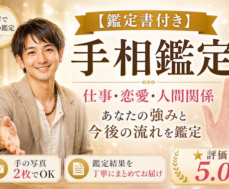 鑑定書付@手相から悩みの原因と未来を読み解きます 手の写真2枚で丁寧に鑑定いたします イメージ1