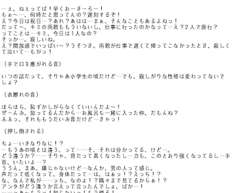 シチュエーションボイスの台本を書きます あなたのキャラクターや声に併せて心を込めて書きます！ イメージ2