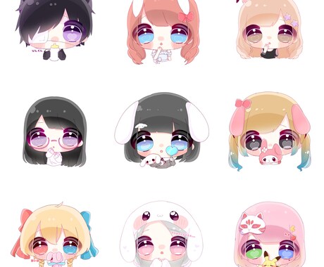 SNS用アイコンイラスト承ります 【ワンコイン】ゆるーい絵柄₍ ᐢ  •︠ ꒳•︡  ᐢ ₎ イメージ1