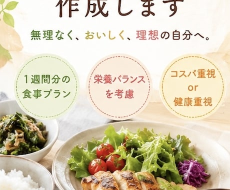 買い物リスト付きで1週間の献立を作ります 毎日の「何を作ろう？」を解決します イメージ1
