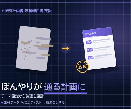 研究計画書・志望理由書の作成を支援します コンサル実務10年以上の視点で、一貫性ある「通る」志望書に イメージ2