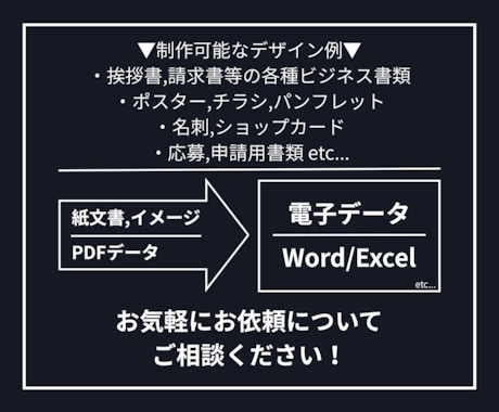 書類や資料を見やすく整えます 要望を大切に、整った書類デザインで印象を高めます。 イメージ2