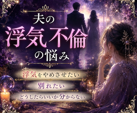 夫の浮気、不倫の悩み、鑑定します 浮気をやめさせたい、別れたい、どうしたらいいか分からない。 イメージ1