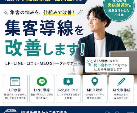 地方小規模事業向けLINE導線込みでLP改善します LPからの問い合わせ導線を改善します イメージ1