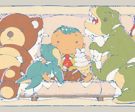 デフォルメされた人物イラストを制作します 少し大人な、かわいいレトロイラストをどうぞ イメージ2