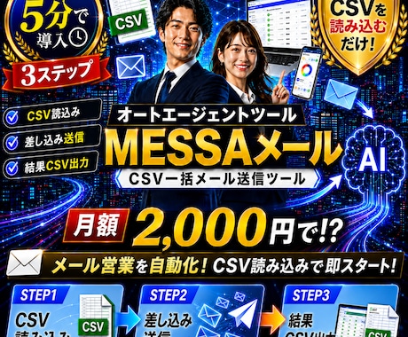 NEW「メッサメール送信」自動メールできます イメージ1