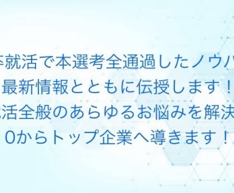 就職活動、何でもお任せください。電話で相談乗ります ES、webテスト、面接、就活全体の戦略、全てお任せください イメージ2