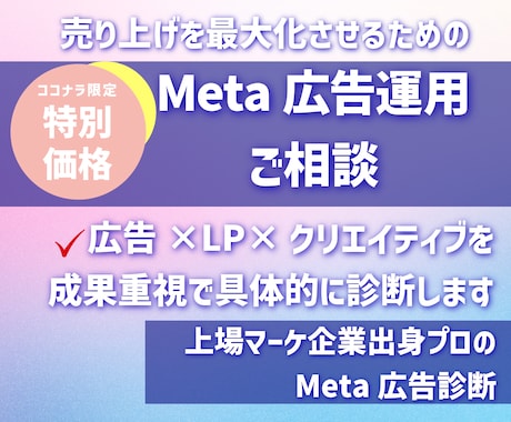 スクール・講座販売のプロがMeta広告診断します ROAS4666%の実績！広告×LP導線設計で売上を作ります イメージ1